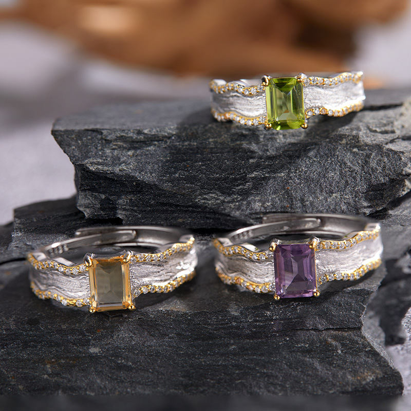 6g Weight Crystal Inlay Material Open Rings Classification Adjustable Ring Size 1 Piece Quantity Holiday, Daily Occasion 925 Sterling Silver Material Geometric Pattern Women's Gender Inlay Design Casual, Simple Style Style 925 Sterling Silver Crystal Geometric Open Rings 无