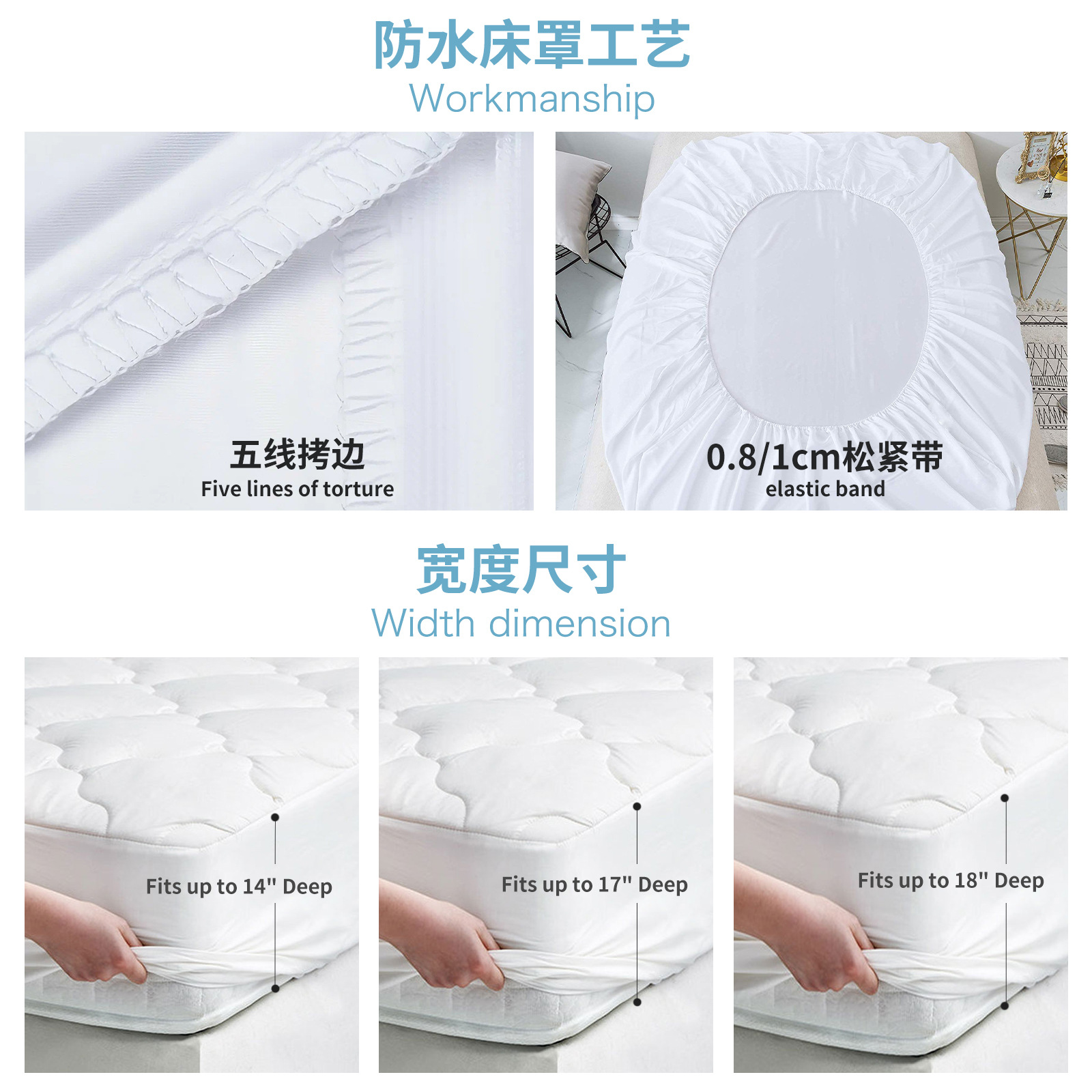 Ropa de cama de tres pruebas, ropa de cama impermeable, acolchado, ropa de cama de trébol de cuatro hojas, funda protectora de colchón, fábrica transfronteriza