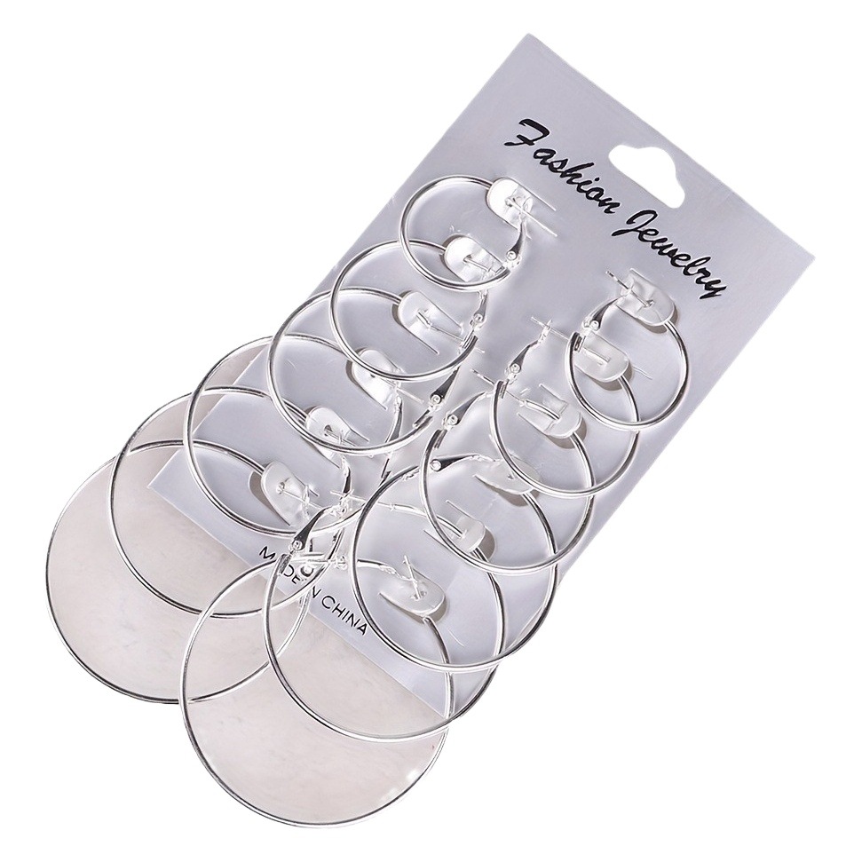 Set 6 Pares Aros Metálicos Grande — Moda Afro Americana Clásica