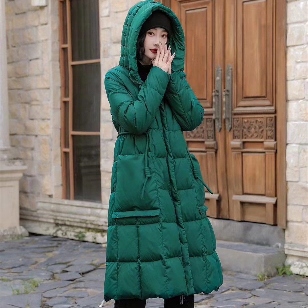 Winter New Vintage Mid-Length down Jacket for Women 2025 Thickened Warm Hooded Long Coat