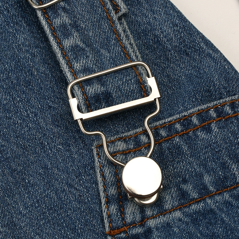 Overall, lock, adjustable accessory, golden metal jeans, lifting effect
