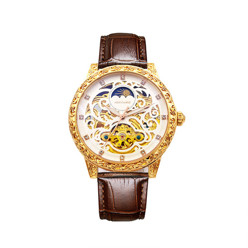 AOKULASIC/Augulas fully automatic mechanical watch hollow manufacturer one-piece drop-shipping retro carved watch for men