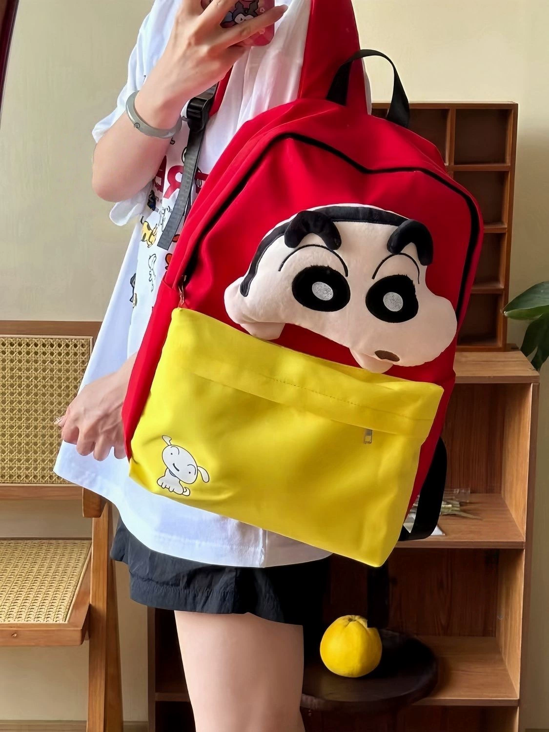 Cartoon crayons, cute doll, school bag for elementary school students, Korean style, worn on the shoulder