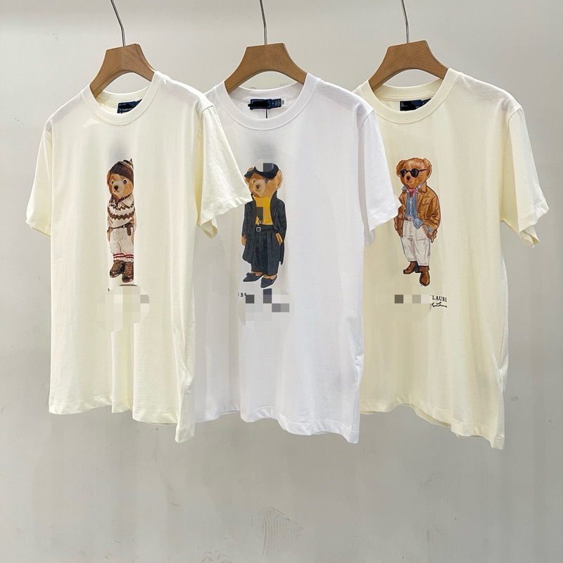 High-End Rl Bear Print Exquisite Cotton Soft and Comfortable Short-Sleeve T-Shirt for Women, New Summer 2026 Model, 5 Styles