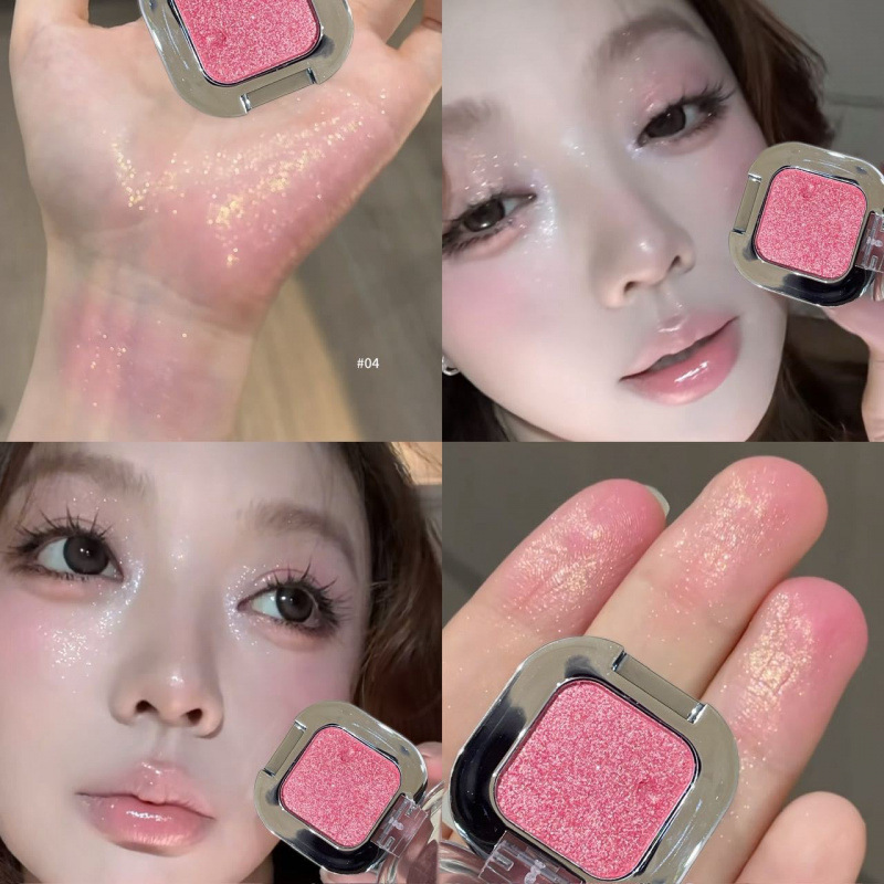 HERORANGE sensación fría de una sola sombra de ojos de maquillaje fácil de brillar perlada brillante brillante maquillaje de alta brillo plato de sombra de ojos de maquillaje