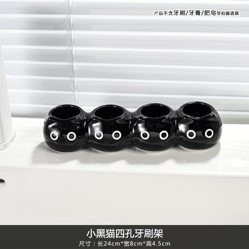 创意可爱陶瓷牙刷架卫生间洗漱手动牙刷收纳架牙刷底座支架置物架|undefined