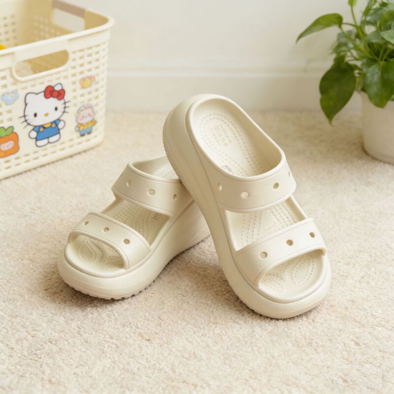 Women's Thick-Soled Puff Clogs, Solid Color Beach Platform Sandals, Thick Wedge Height-Increasing Slippers, 2025 New Wholesale