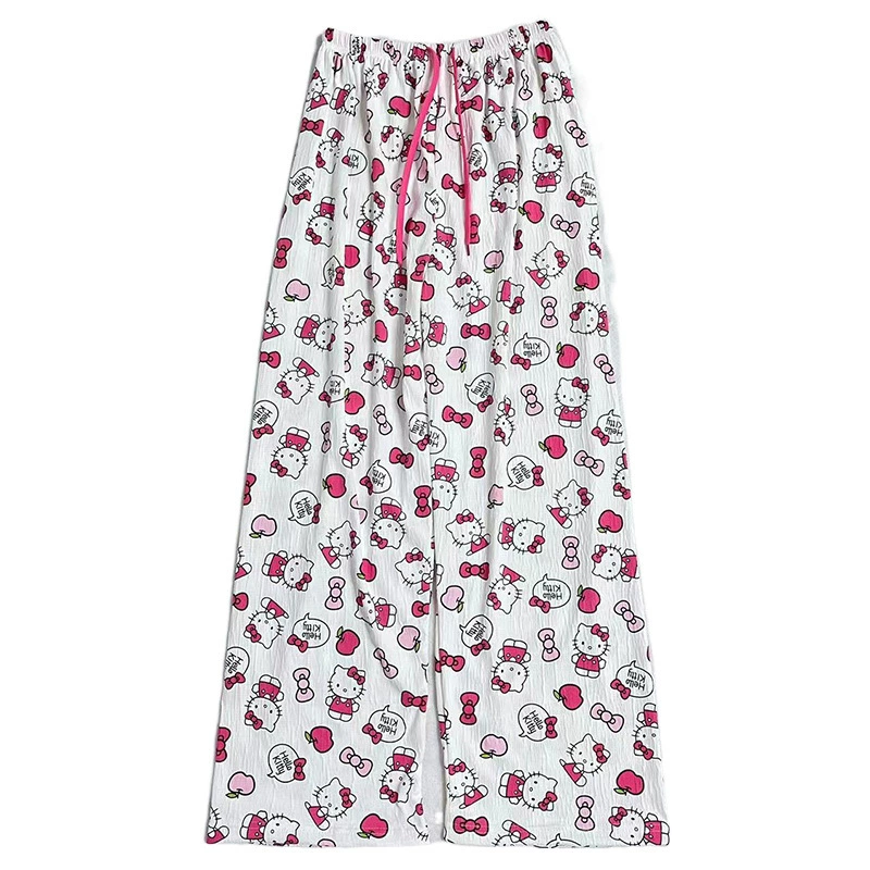 Hello Kitty, летние тонкие милые брюки с кулиской