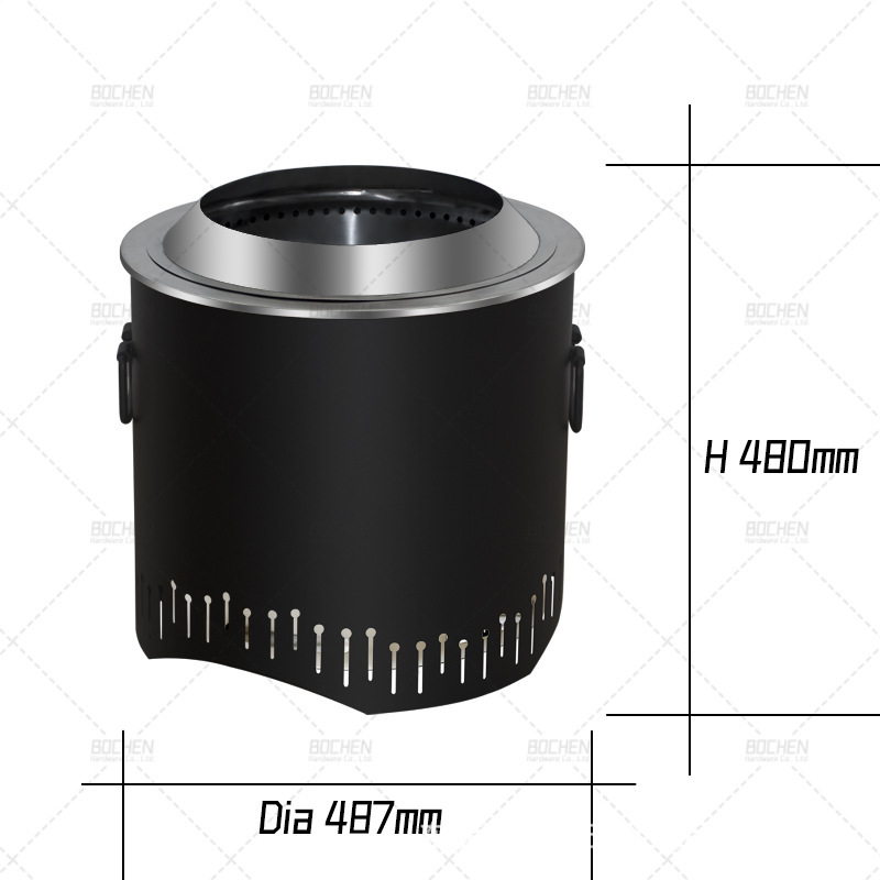 定制户外圆形无烟柴火炉不锈钢便携式野营野餐烧烤炉取暖炉火炉
