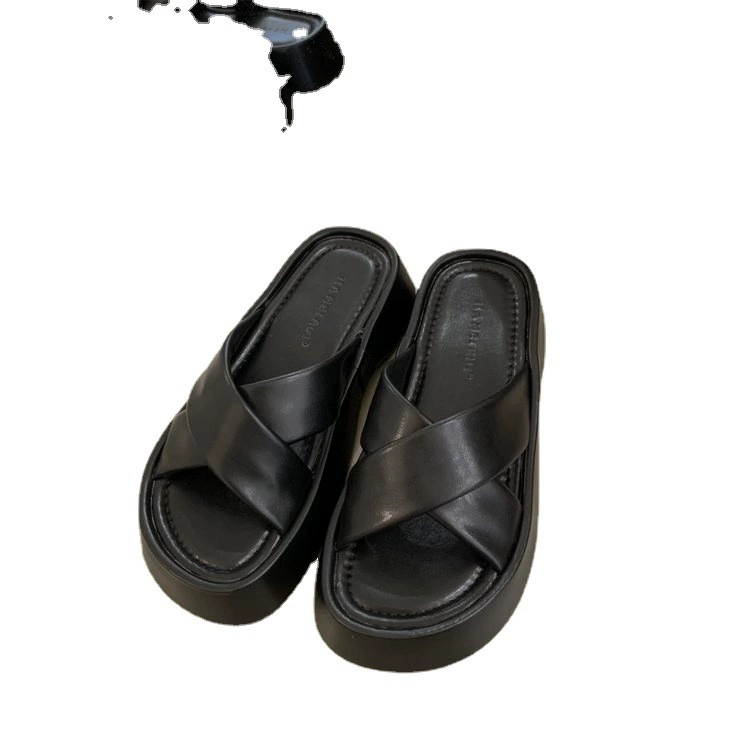 Slippers platform, footwear, beach slide for leisure, 2023 collection, Korean style