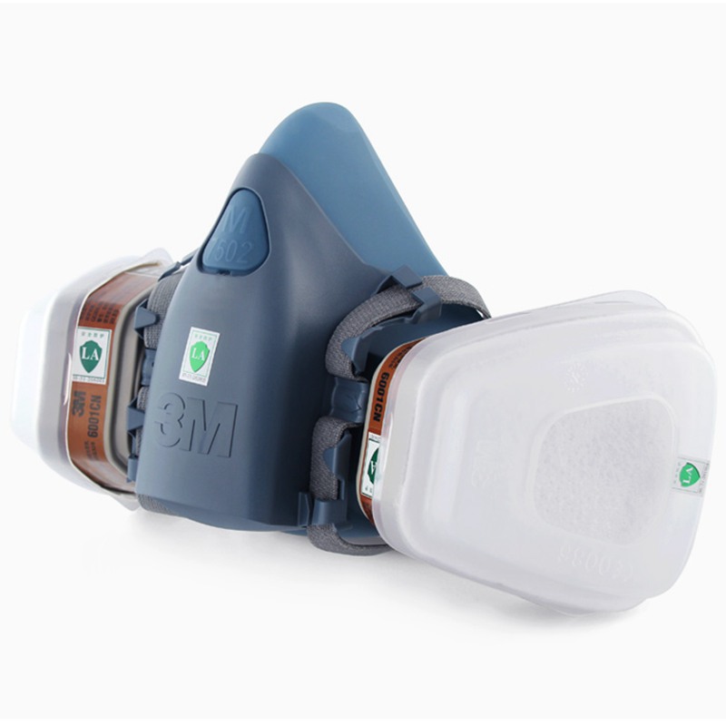 Máscara de gas 3M 7502 de silicona, juego de siete piezas, protección respiratoria cómoda con caja de filtro y algodón filtrante image 6