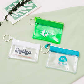 透明亚马逊PVC零钱袋手包荧光绿钥匙包EVA迷你挂件拉链包自封手提