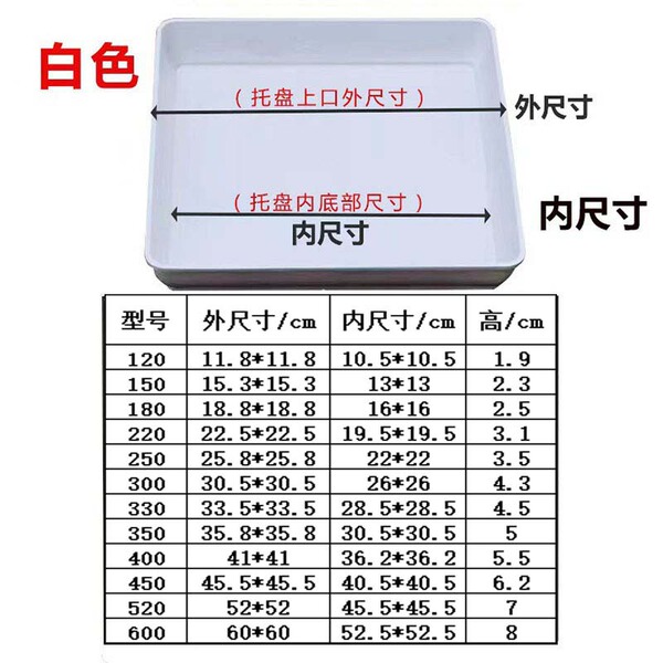 Square plastic flowerpot tray flowerpot bottom pad square water tray multicolor thickened flowerpot tray bottom manufacturers