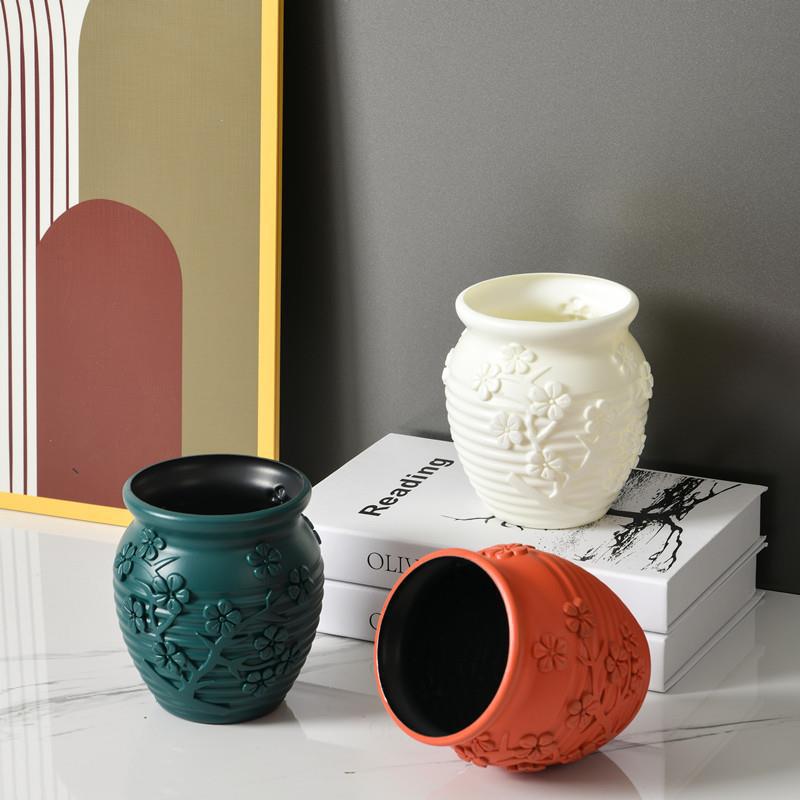 Jarrón decorativo de plástico estilo nórdico, resistente a caídas