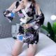 Obesity MM plus size 200kg sexy underwear Japanese shoulder-length printed kimono female game uniform 417