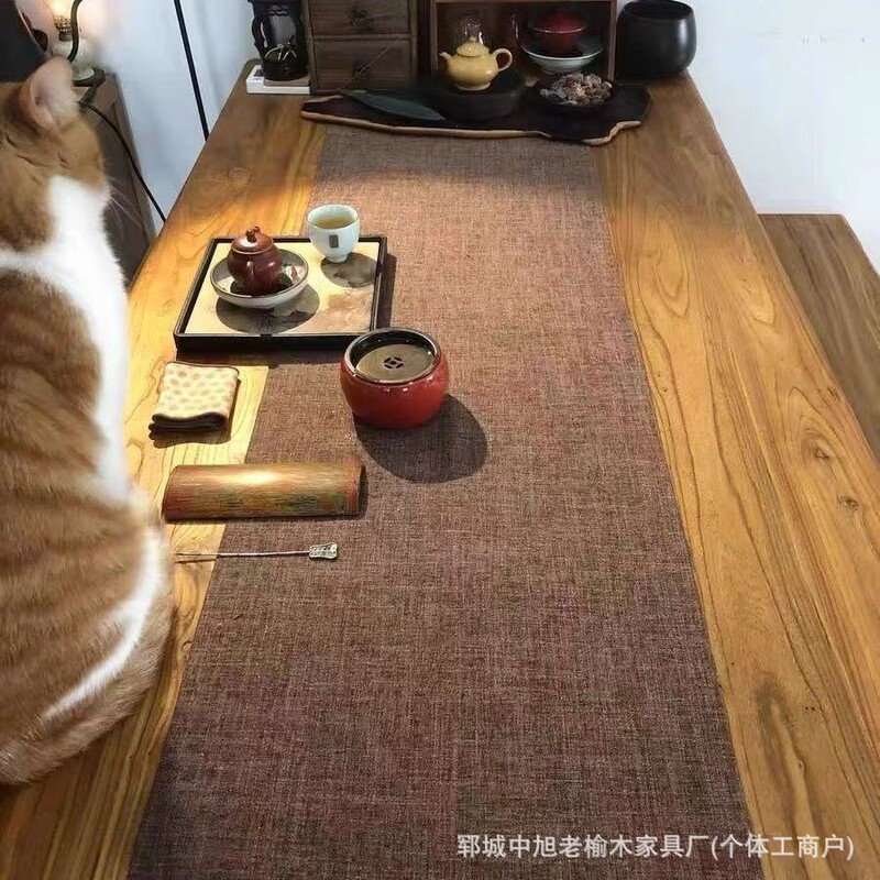 老榆木实木茶桌复古中式茶台桌子长条餐桌家用桌面吧台长桌书桌椅|undefined