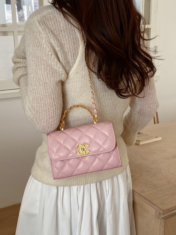 Bolso de mano de fragancia transfronteriza, moda de personalidad, bolso de hombro pequeño, bolso de cadena de rejilla inclinada de lujo ligero