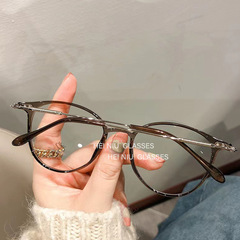 New Xinhongshu style myopic glasses for female students, can be customized with prescription astigmatism, oval trendy eye frames for men