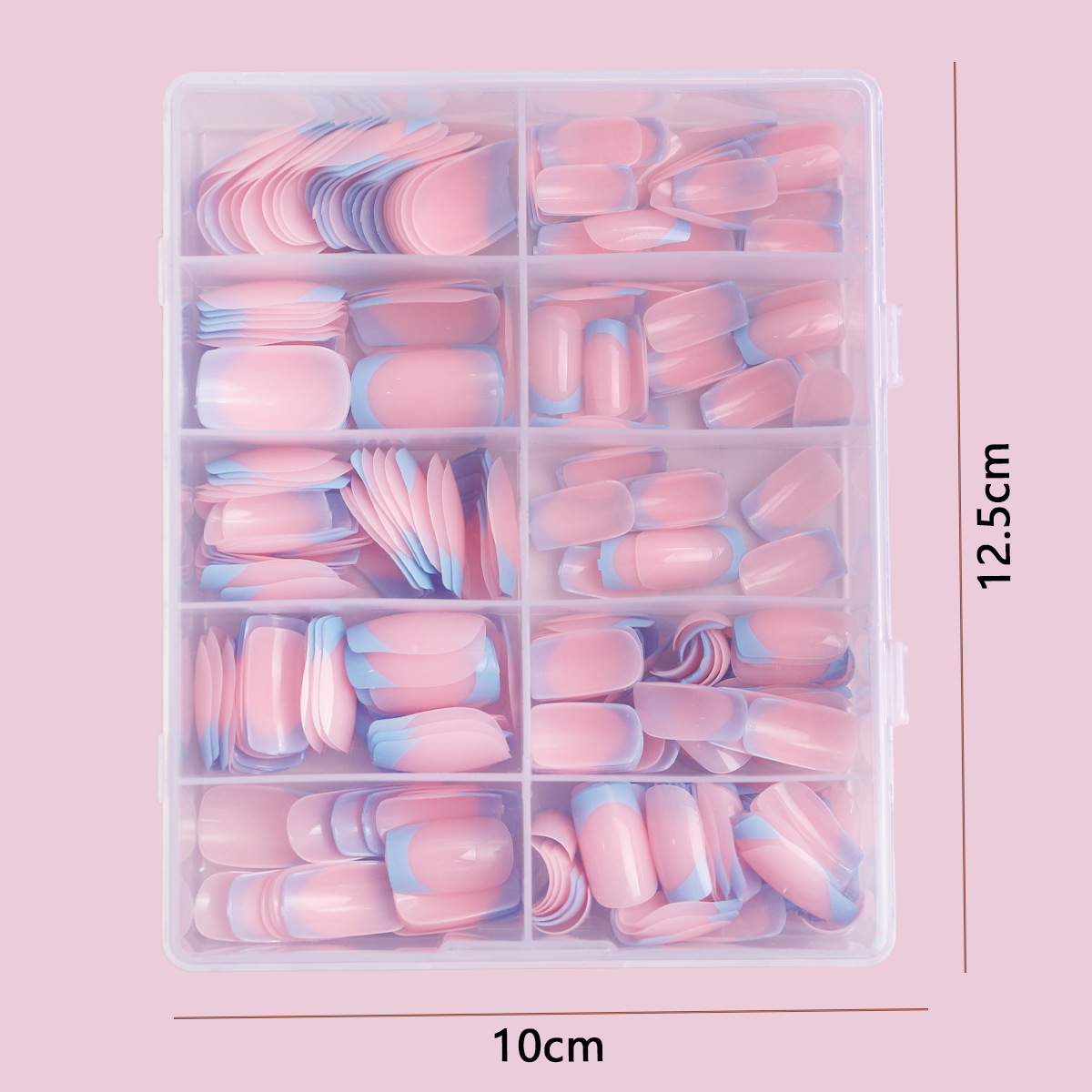 120 piezas de uñas de alta calidad, caja azul, estilo francés, simple, moda para usar piezas de uñas falsas.