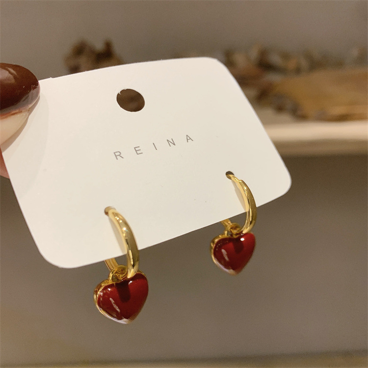 Women'S Gender Enamel Design 1 Pair Fashion Square Heart Shape Alloy Enamel Women's Drop Earrings