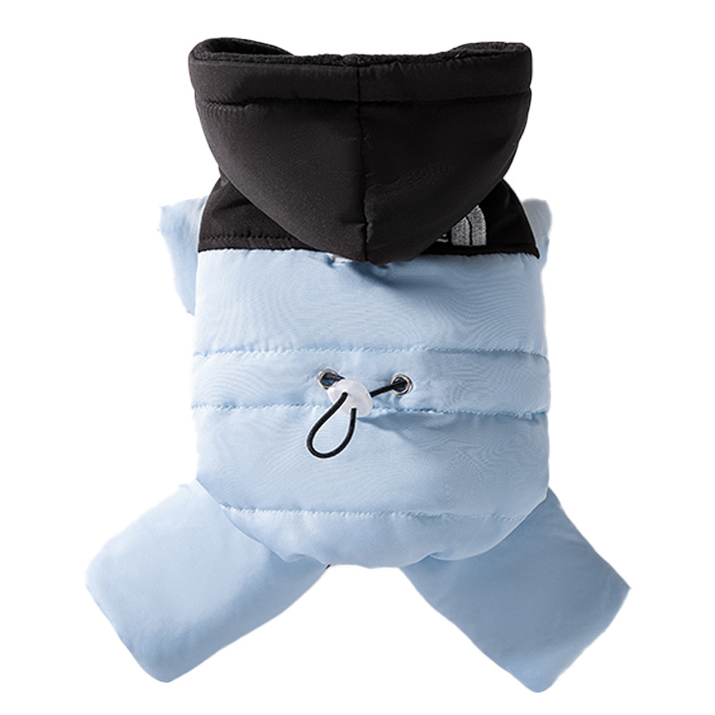 Otoño y invierno gatos sin pelo gatos simple calor de contraste de color empalmado capuchón ropa de algodón de cuatro patas Teddy perros ropa de mascotas