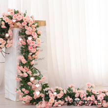 仿真藤条塑料玫瑰花藤装饰假花婚庆空调管道缠绕遮挡藤蔓
