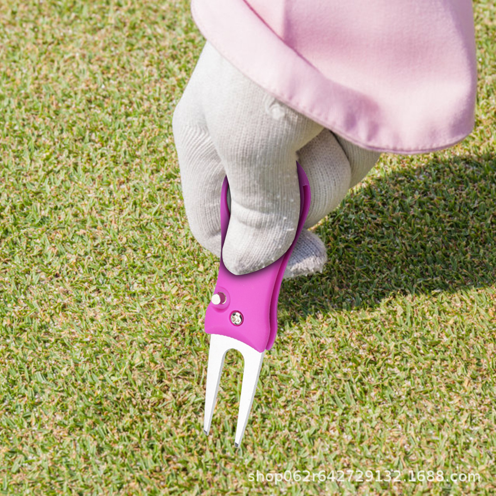 Golf verde tenedor plegable mango de plástico ABS metal herramienta reparación del césped curso suministros Accesorios