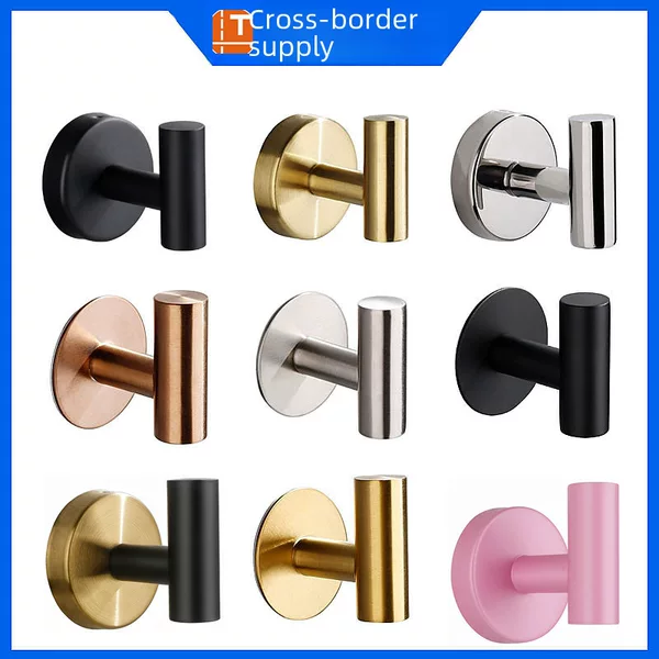 Amazon Stainless Steel Single Hook Coat Hook Punch Free Hook Wall Mounted Creative Bathroom Metal Hanging Hook