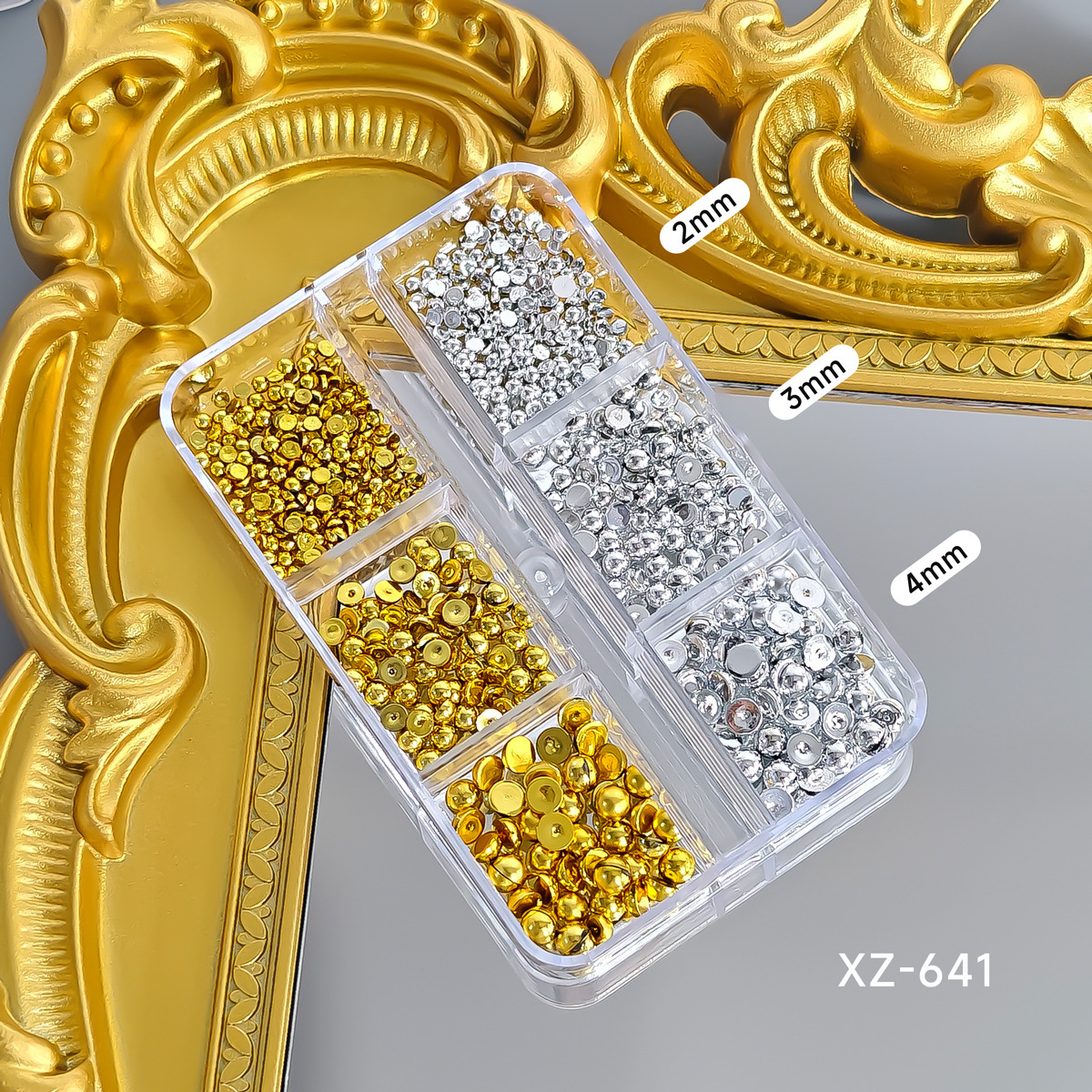 Red en línea explosión de 12 grados mezclados oro y plata perlas de metal joyas de manicura en el viento venta caliente accesorios de aleación