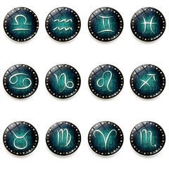 十二星座冰箱貼時光寶石磁性玻璃家居白板貼紙裝飾品批發25mm