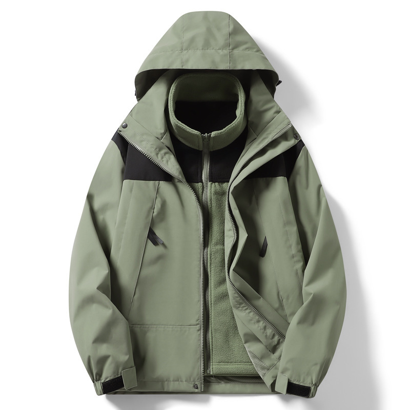 卸売ジャケット スリーインワン取り外し可能な防水防風登山ハイキングジャケット男性と女性のチームロゴカスタマイズ|undefined