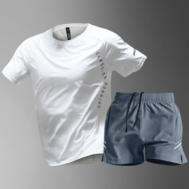 Running sports suit hombre camiseta de hielo de verano ropa de secado rápido pantalones de baloncesto sueltos ropa de entrenamiento fitness