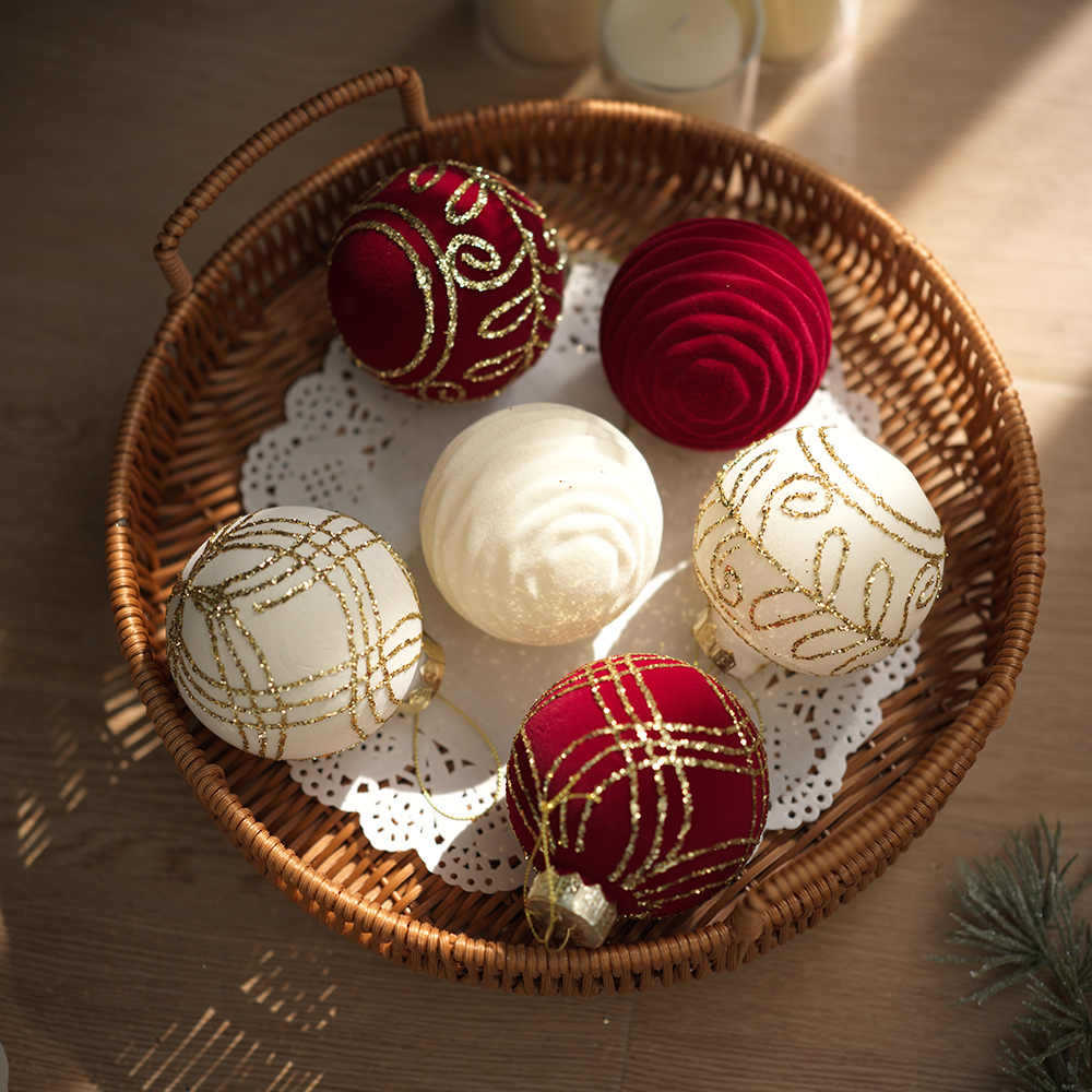 Bola de Navidad de flojo, bola de forma especial, colgante de árbol de Navidad, bola de bobina, bola de lana, decoración de Navidad, paquete de caja