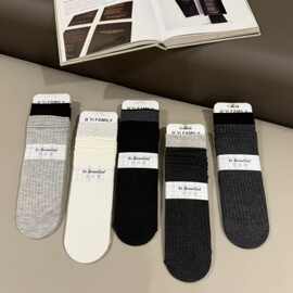 0814-167 复古拼色条纹堆堆袜不退换