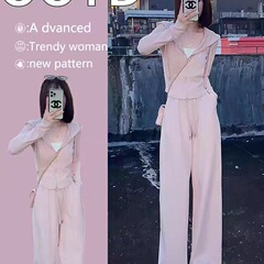 含棉小个子运动服休闲套装女2025年秋季新款连帽卫衣阔腿裤两件套