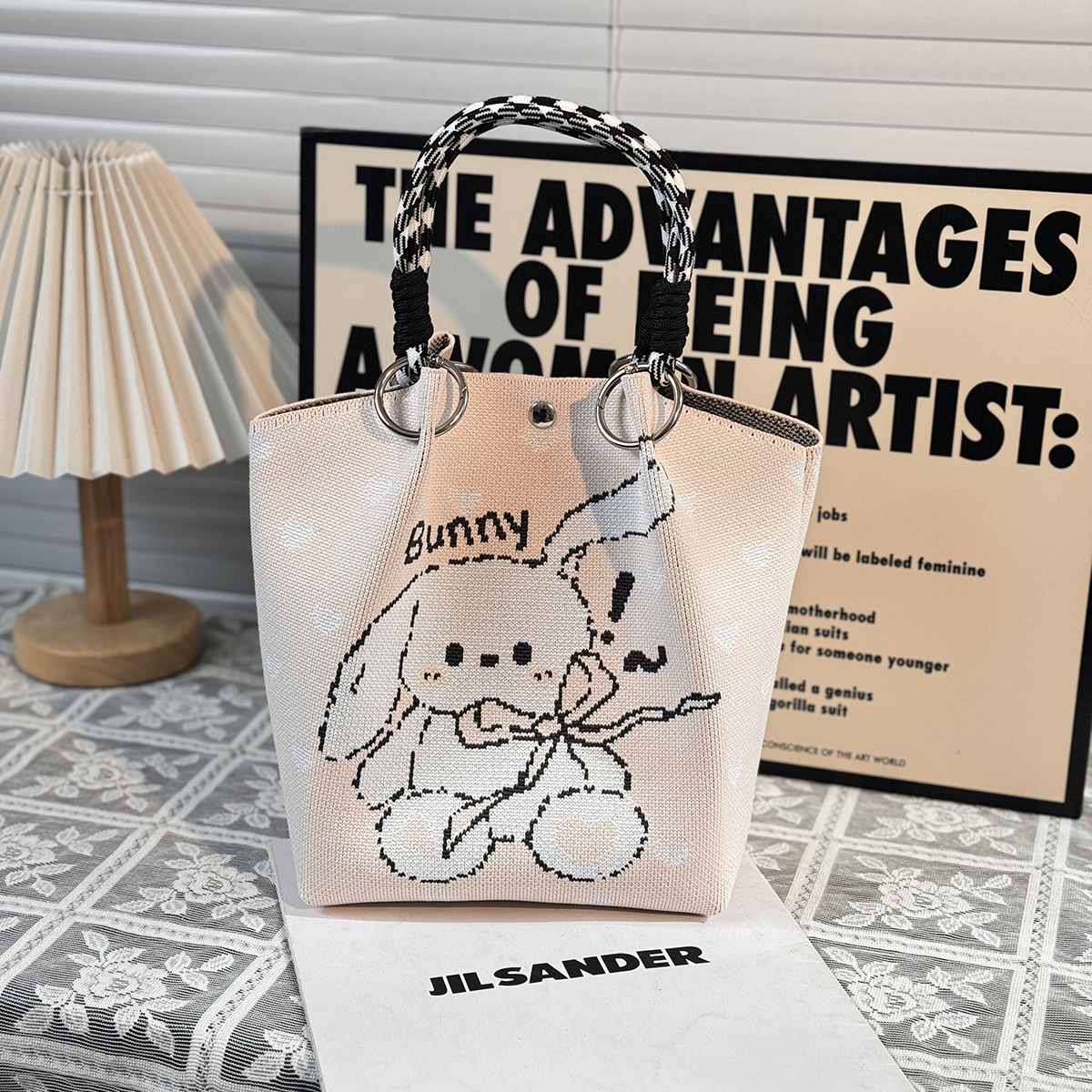 ニットハンドバッグ、ニッチデザインバケットバッグ、トートバッグ、ハンドバッグ、カジュアルで多用途なショルダーバッグ、ニットポータブルバッグ