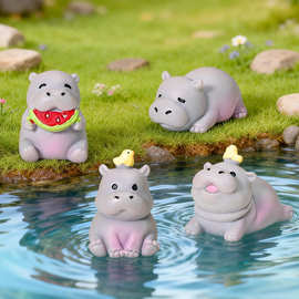 创意小河马微景观摆件车载家居装饰品小摆件树脂diy工艺配件批发