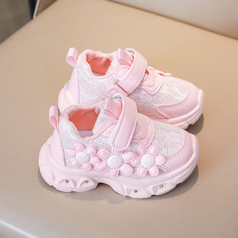 Mädchen Led Sneakers Mit Blumen Und Klettverschluss Lederschuhe_voghion.com