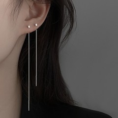 S925純銀の四角の耳の線の女性のフリンジの気質の長いイヤリングのシンプルな極細の丸い顔はやせている高級感があります。