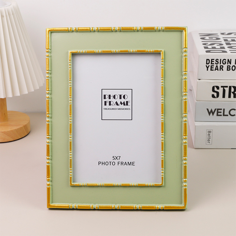 New Nordic Style Dual-Purpose Resin Crafts Photo Frame with Creative Gold-Edged Bamboo Design to Hold Beautiful Memories 5*7 New Nordic Style Dual-Purpose Resin Crafts Photo Frame with Creative Gold-Edged Bamboo Design to Hold Beautiful Memories 5*7