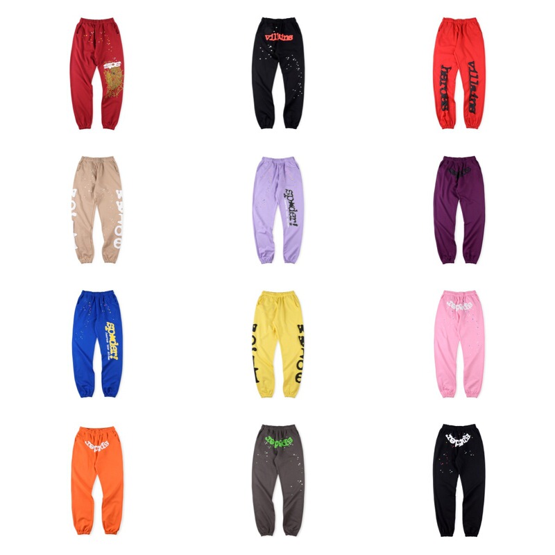 Young Thug Sp5der 55555 spider Men's and Women's Pure Cotton Hip-Hop Sweater Pants Casual Sweater Pants