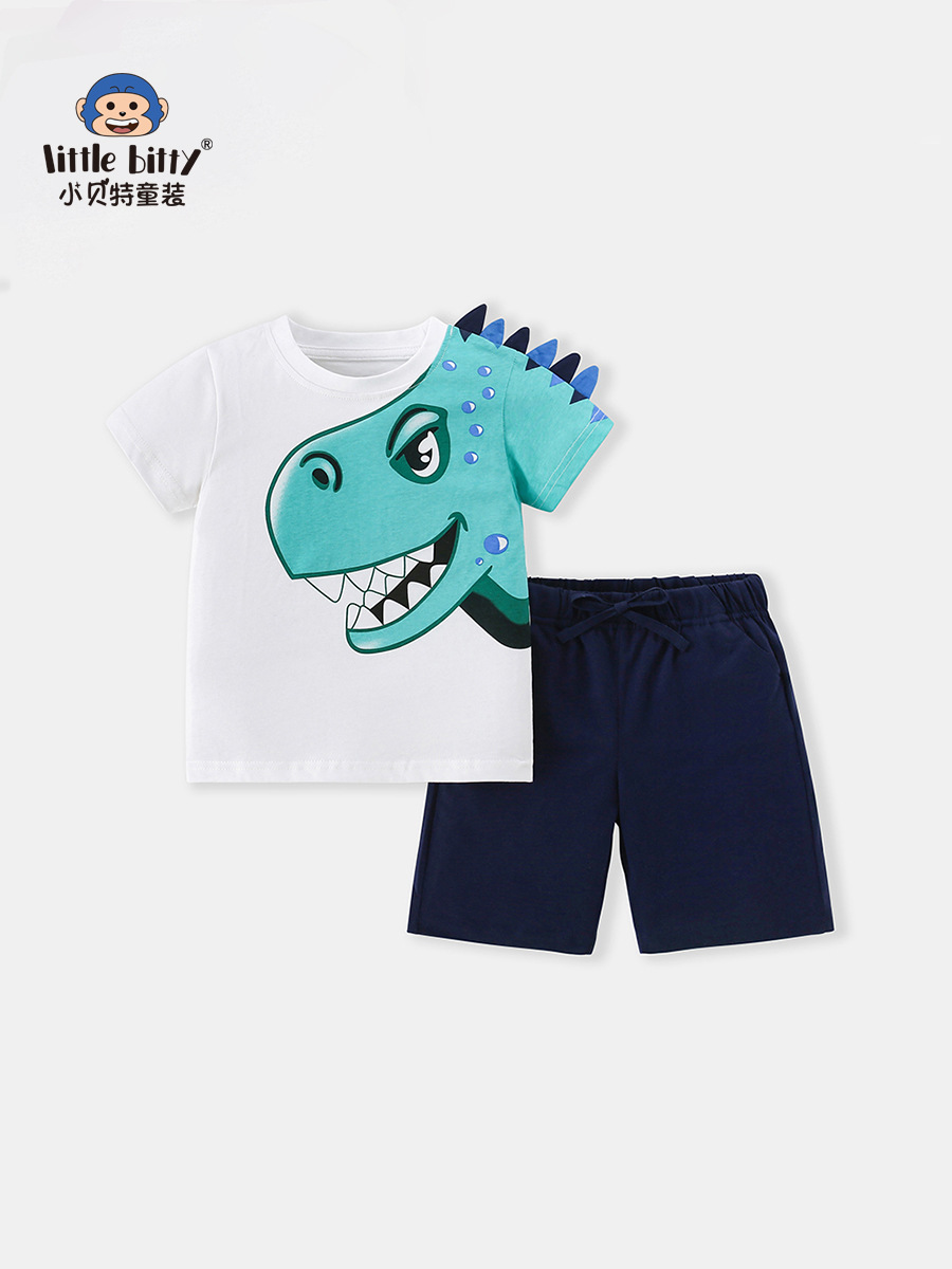 Children's clothing boys shorts 25 years summer children's short sleeve dinosaur pattern top children's T-shirt suit summer suit