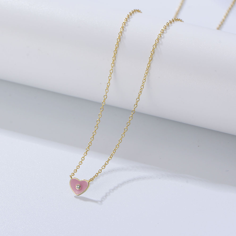 Internet celebridad chica fresca en forma de corazón colgante todo partido clavícula cadena s925 plata esterlina color epoxi collar en forma de corazón