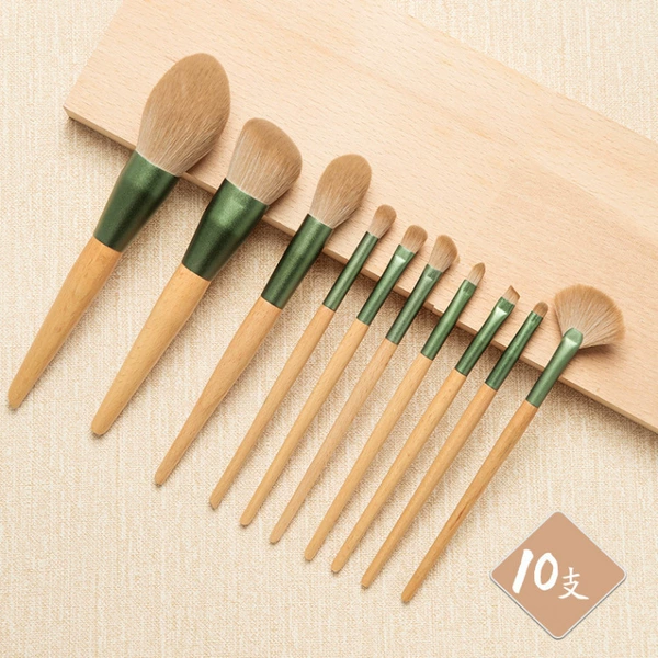 10 bare brushes with wooden handles