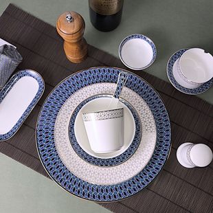 Bone China Tableware Three-Piece Set Western Restaurant Private Kitchen Hotel Club Light Luxury Tableware High-Value Gold-Rimmed Ceramic Five-Piece Set