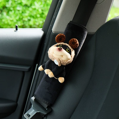 Seat belt shoulder pad Cute Car Doll Protective Cover - brown-bear-hood-bee-dog-velvet-shoulder-cover