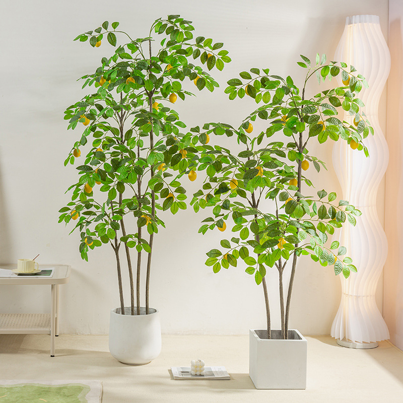 Simulación de plantas verdes, grandes plantas en macetas de limonero, muebles para el hogar, decoración de interiores, plantas en macetas de naranjos falsos