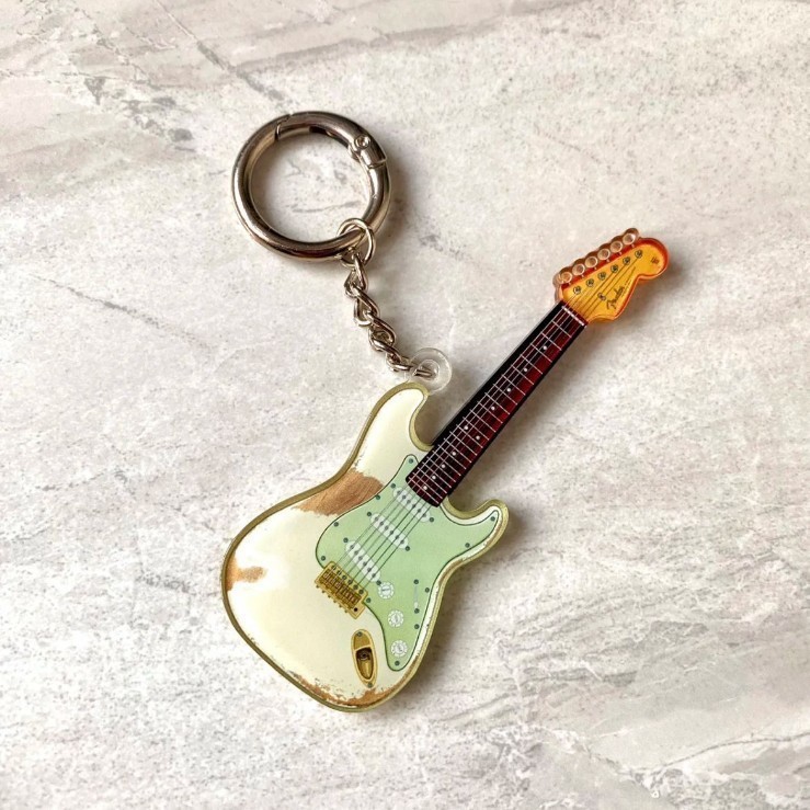 Nuevo alto valor directo de suministro acrílico llavero creativo violín bolso llave colgante logotipo colgante de impresión