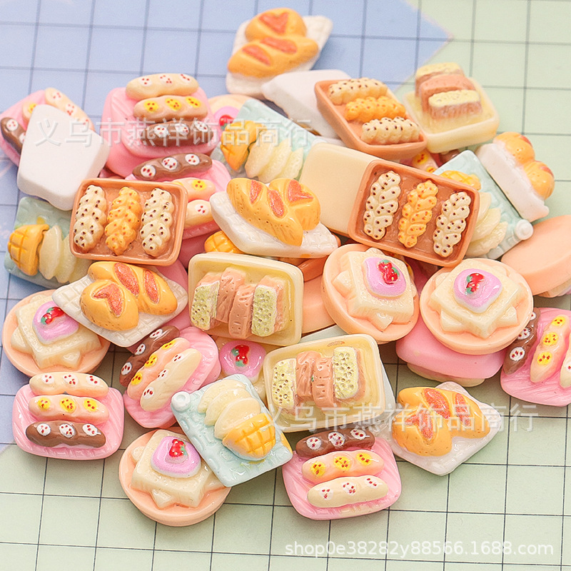 创意点甜盘子树脂食玩 手工DIY奶油胶手机壳发饰发夹钥匙扣配件