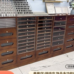 实木复古美甲柜子展示柜指甲油收纳柜甲油胶储物柜美甲店落地展柜